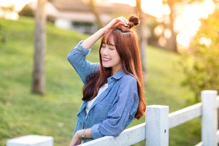 Woman girl closed eyes