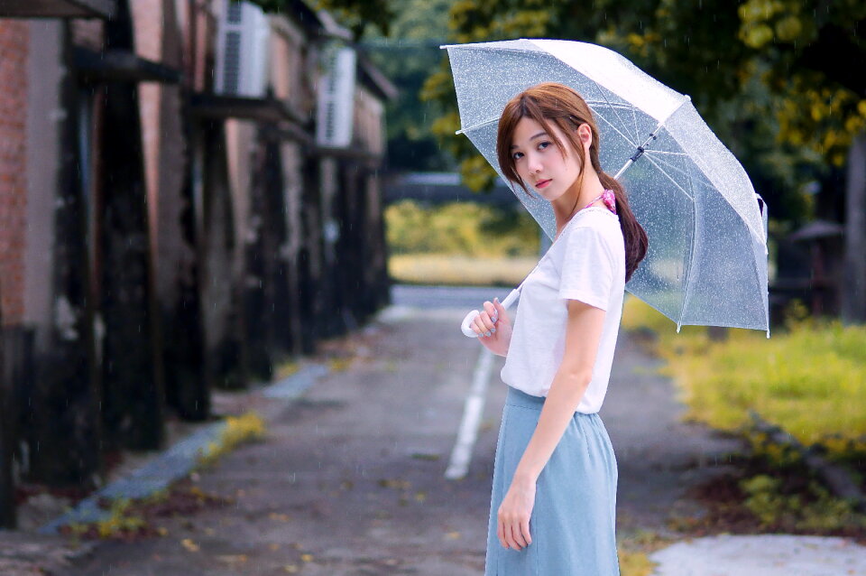 Woman girl umbrella