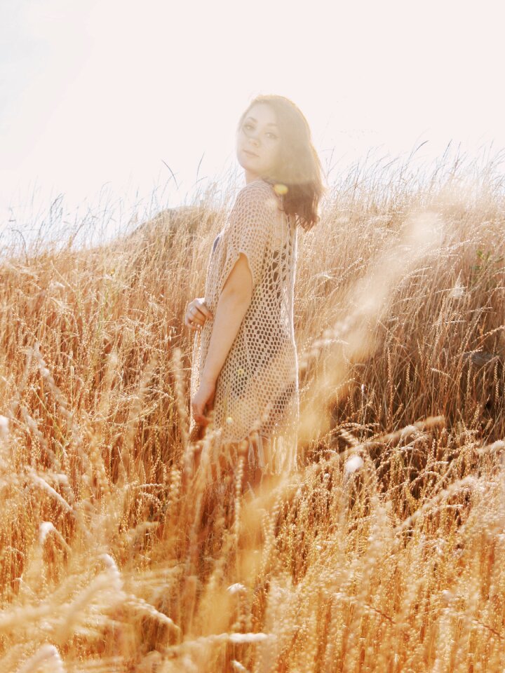 Woman girl portrait grass