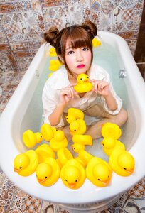 Woman bath rubber duck