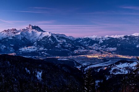 Alps mountain lights photo