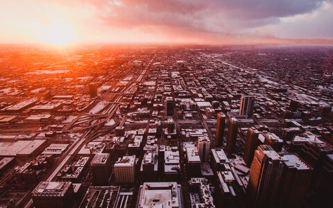 Chicago cityscape sunrise photo