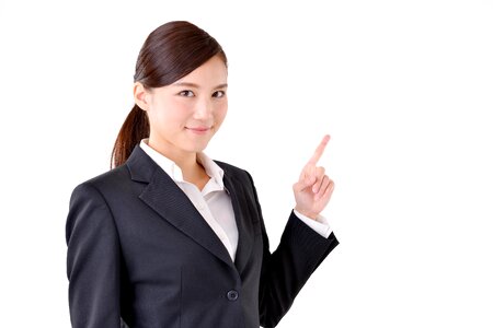 Business woman pointing photo