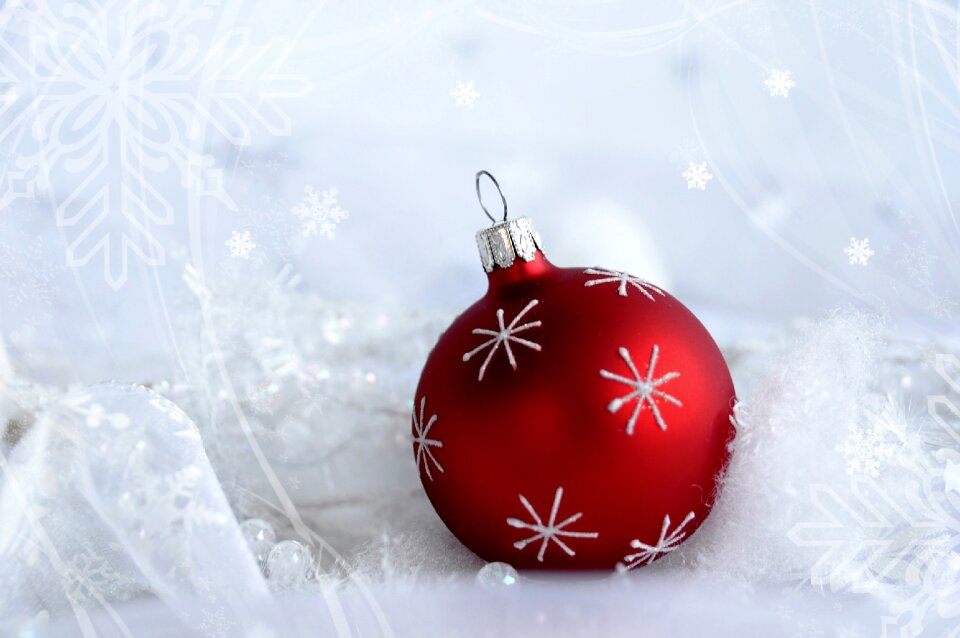 Christmas ornaments snow