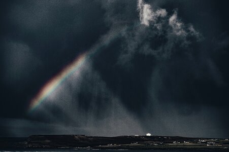 Dark clouds rainbow photo