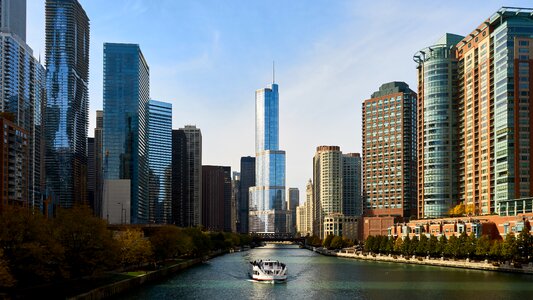Chicago river cityscape
