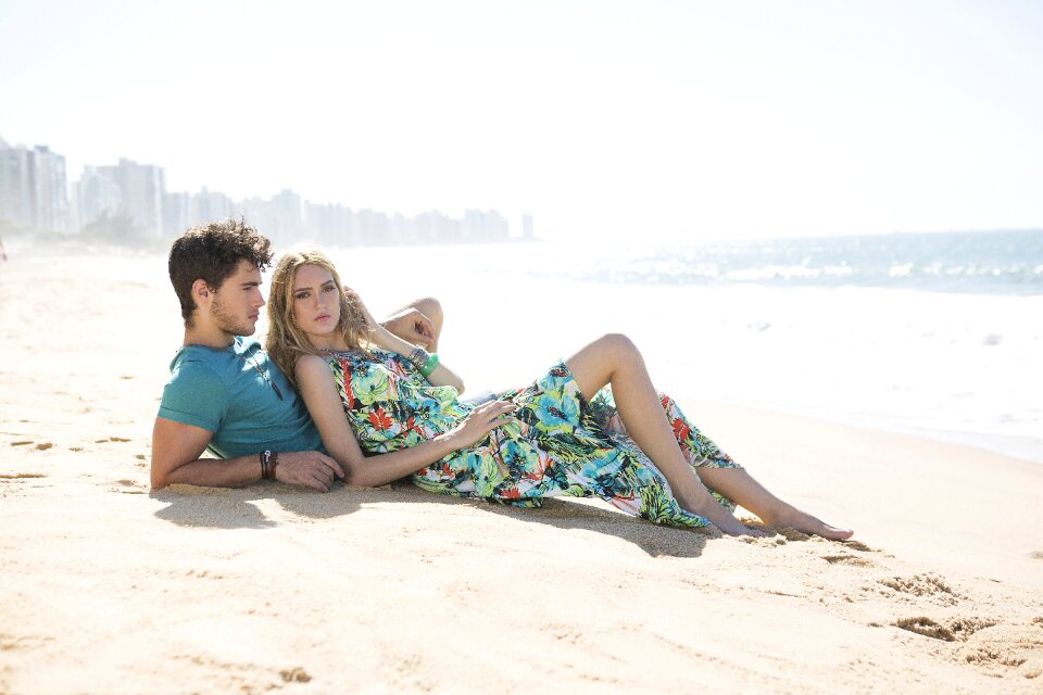 Couple beach laying