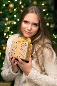 Christmas gift woman girl photo