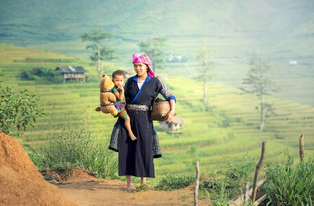 Farmer mother child