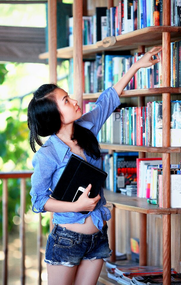 Female student library