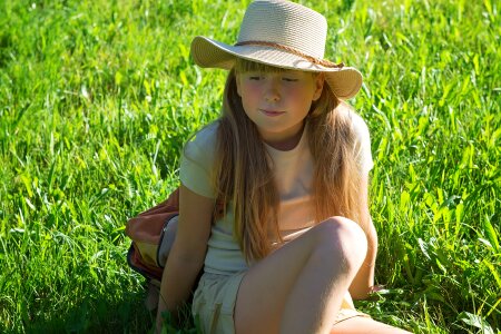 Girl sitting grass