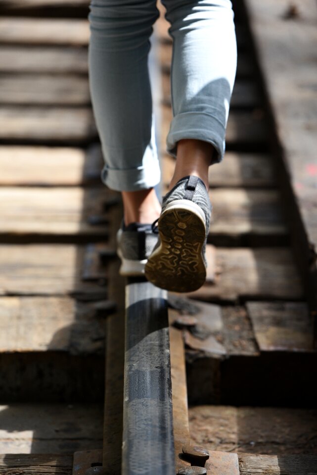 Feet railroad track
