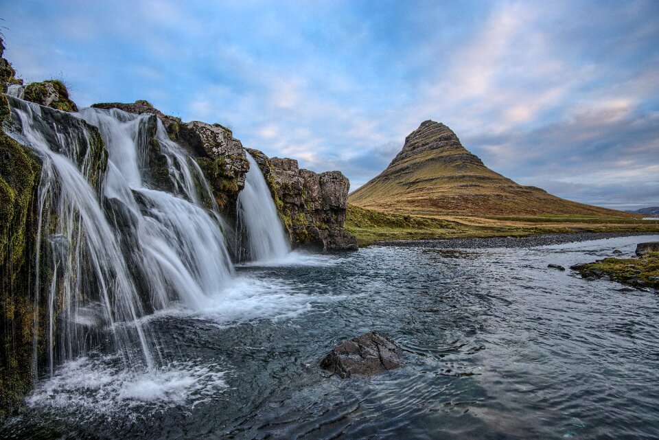 Kirkjufell mountain waterfall photo