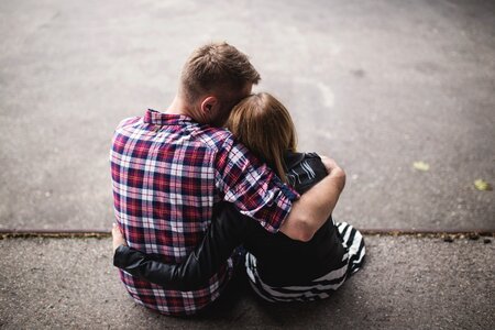 Hugging couple love photo