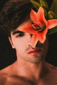 Man portrait flower