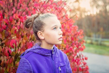 Little girl looking up