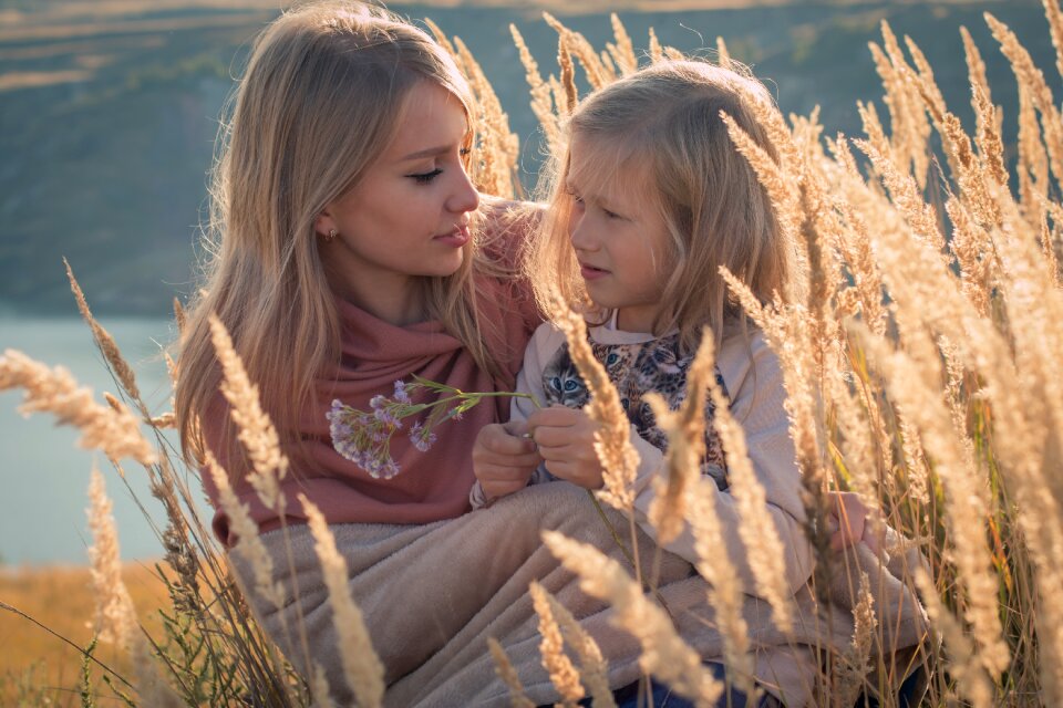 Mother daughter grass