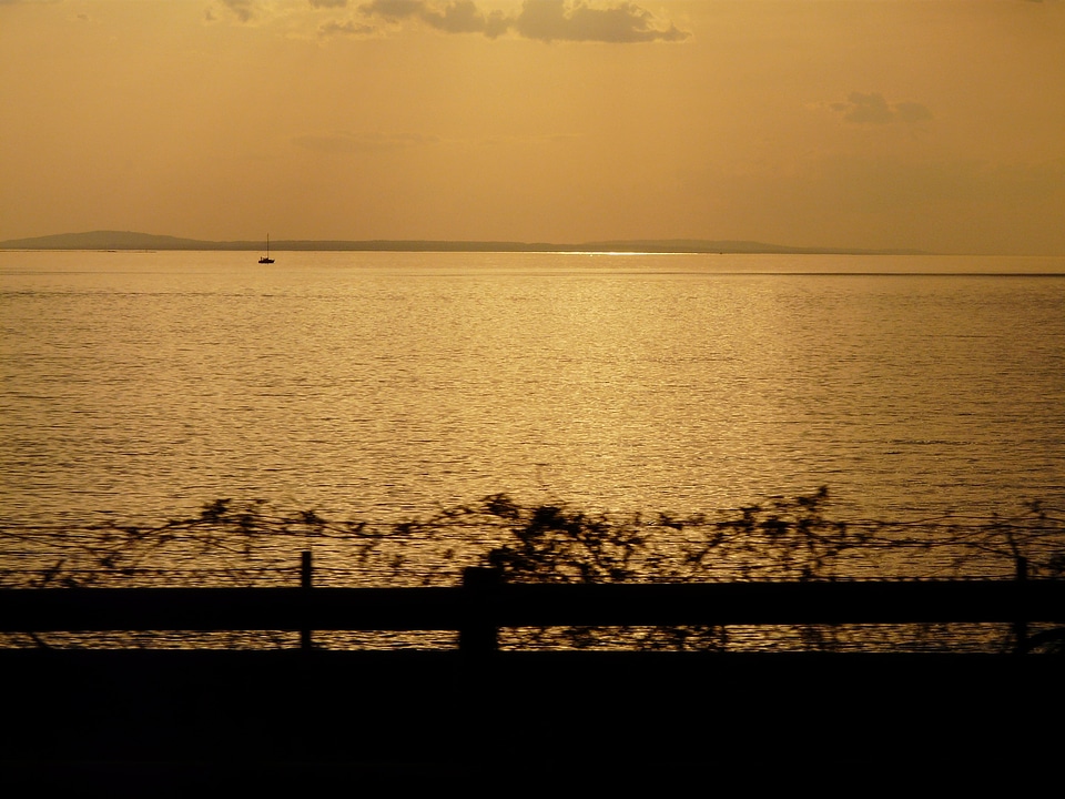 Sunset boat sky