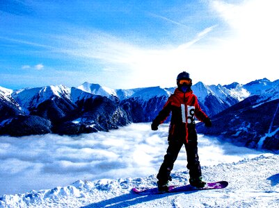 Mountain clouds snowboarder