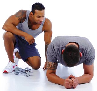 Men training trainer