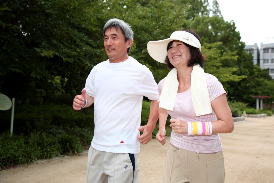 Old couple jogging exercise