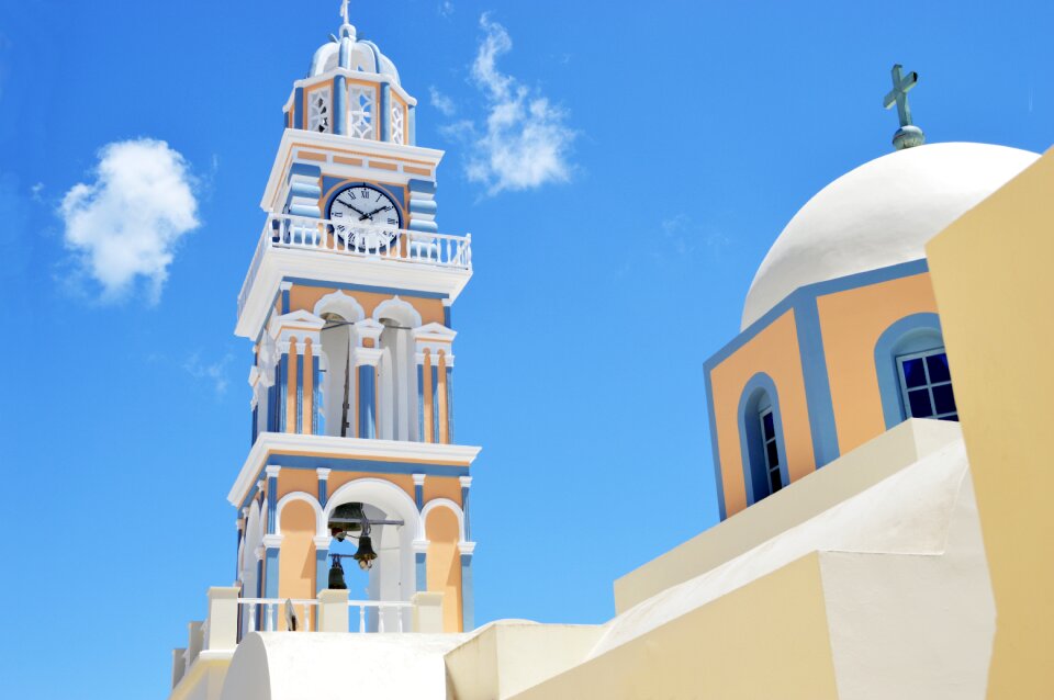 Santorini church clock tower