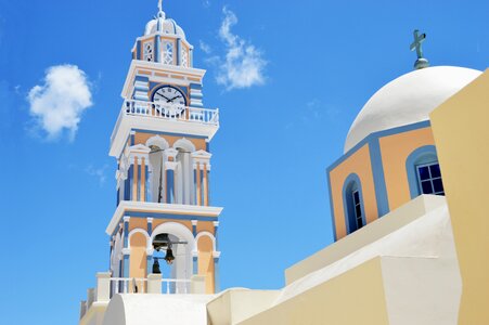 Santorini church clock tower photo