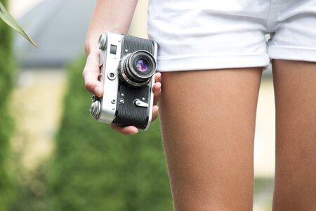 Woman camera leg photo