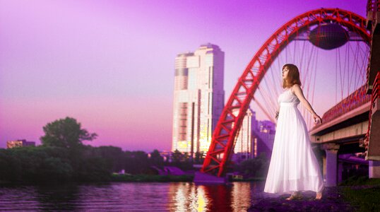 Woman girl dress river