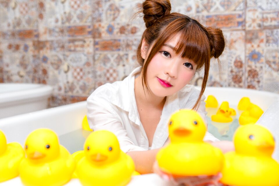Woman bath rubber duck