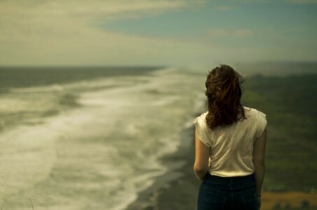 Woman back sea