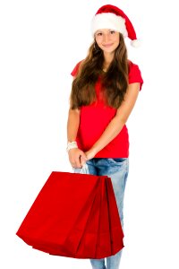 Woman christmas shoppinng bag