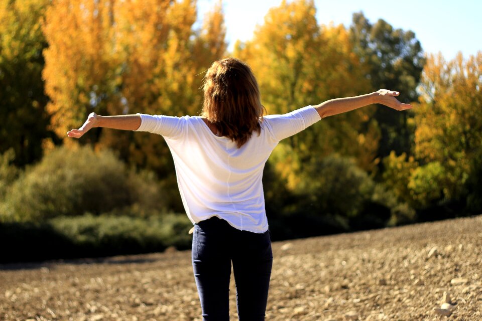 Woman girl breathing
