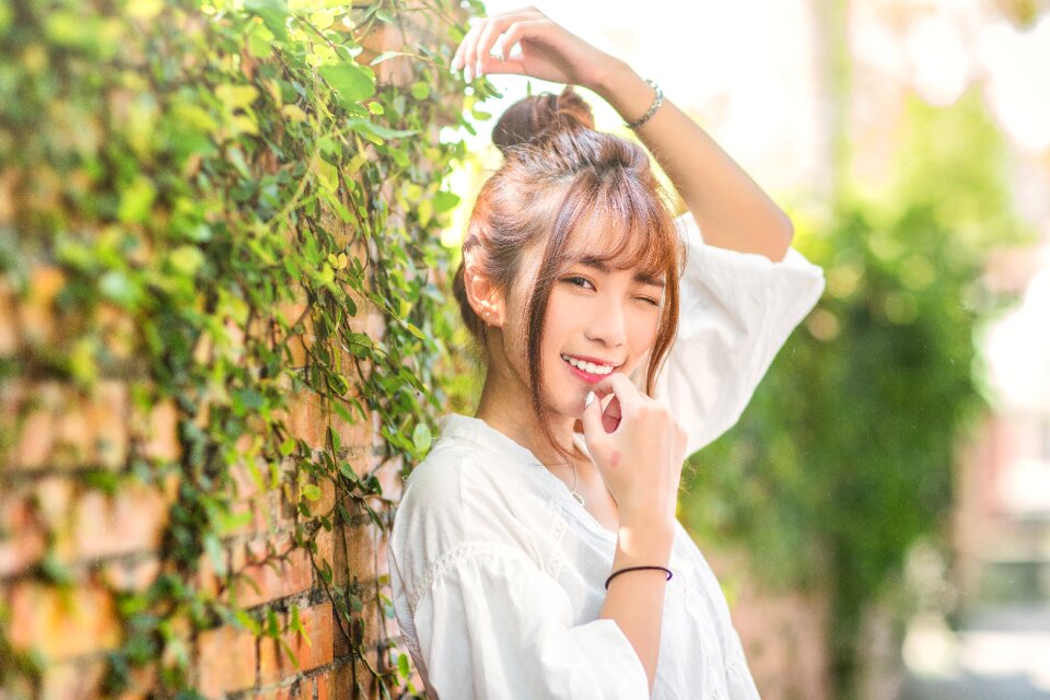 Woman girl portrait wink