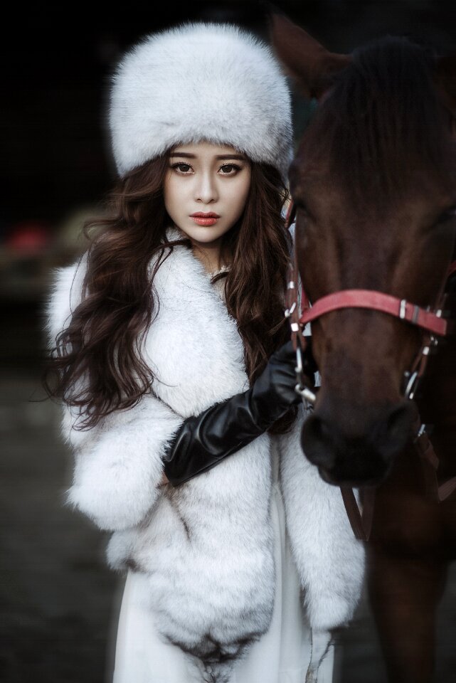 Woman girl horse