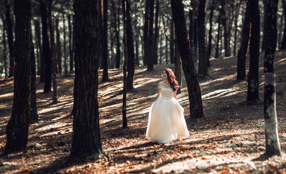 Woman girl forest dress
