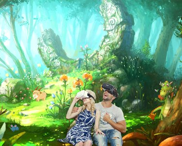 Vr headset couple photo