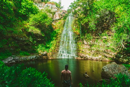 Waterfall man photo