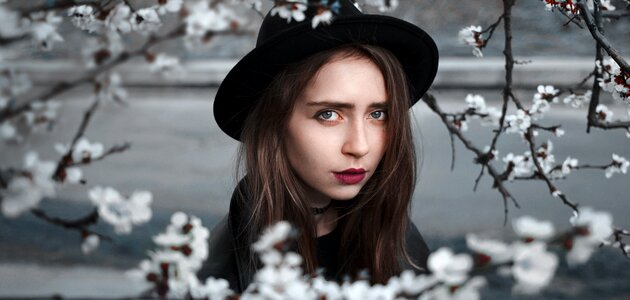 Woman girl hat flower