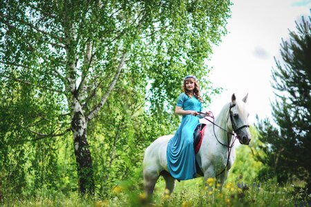 Woman girl horse riding