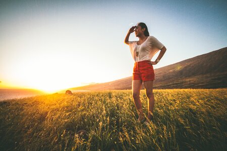 Woman girl looking photo