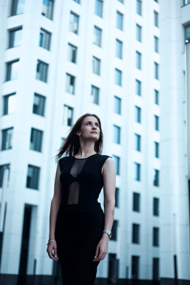 Woman girl looking up