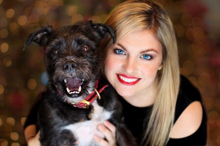 Woman girl dog