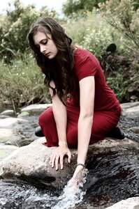 Woman girl river