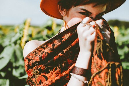 Woman hiding face