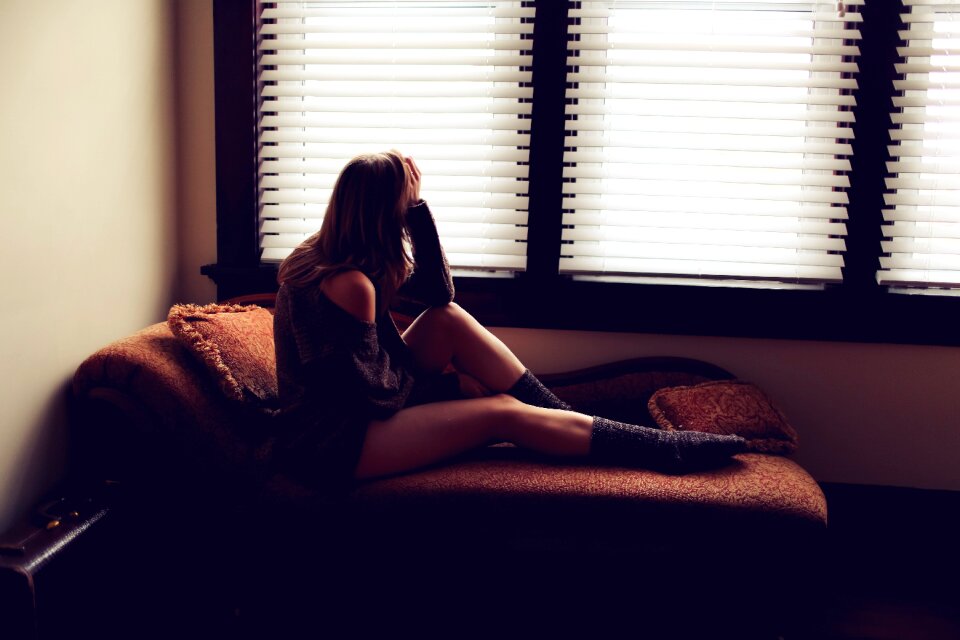 Woman sitting couch