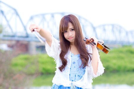 Woman girl violin photo