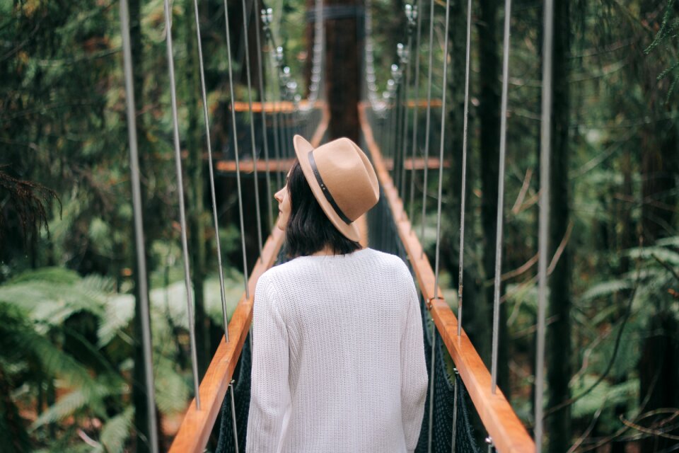 Woman suspension bridge