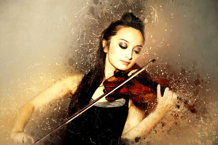 Woman playing violin photo