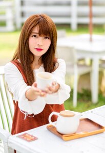 Woman girl portrait coffee